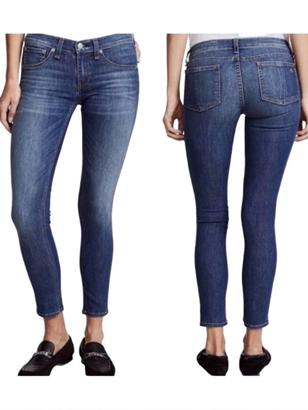 Rag & Bone Capri Low Rise Blue Wash Stretch Skinny Jeans Size 26 Denim